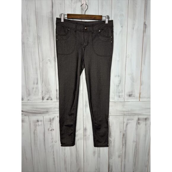 WOMENS‎ ATHLETA KNIT DENIM SLIM TREK PANTS JEANS BLACK SKINNY STRETCH MID RISE 4 - Picture 1 of 16